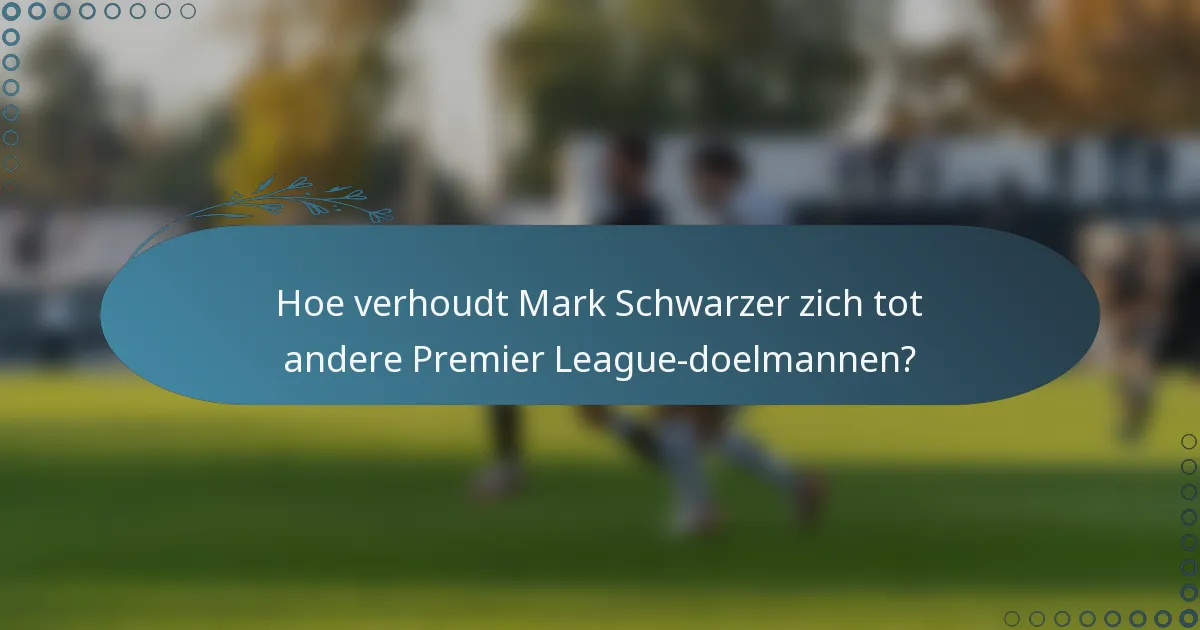Hoe verhoudt Mark Schwarzer zich tot andere Premier League-doelmannen?
